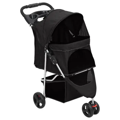 vidaXL Cărucior pliabil pentru câini negru 80x46x98 cm țesătură Oxford