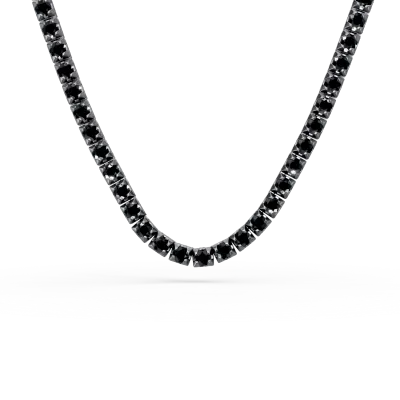Colier tennis din aur negru cu diamante negre de 7ct
