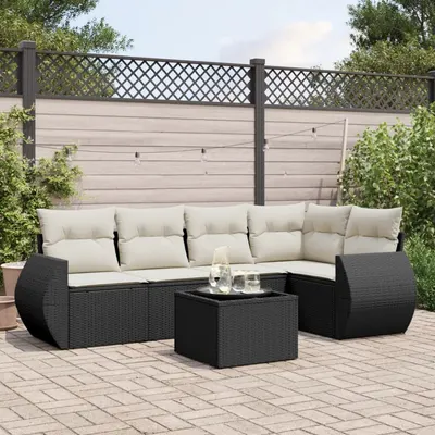 Gossi set mobilier de gradina cu perne, 6 piese, negru, poliratan