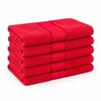 Set 5 prosoape mari 70x130cm, din 100% bumbac pakistanez, 400g, Line, Rosu