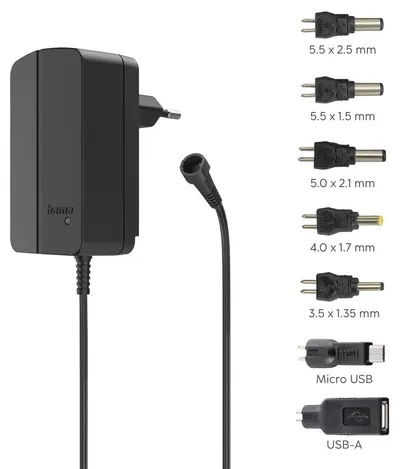 Alimentator universal Hama - 1500mA, 18W, 12V, 7 adaptoare, negru