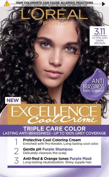 L'Oréal Excellence Vopsea de păr , 3.11 Ultra Ash Dark Brown