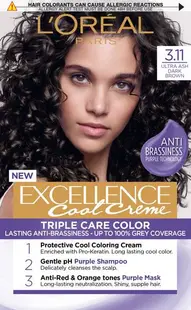 L'Oréal Excellence Vopsea de păr , 3.11 Ultra Ash Dark Brown