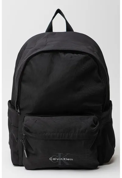 Rucsac din material textil cu buzunare exterioare - Negru