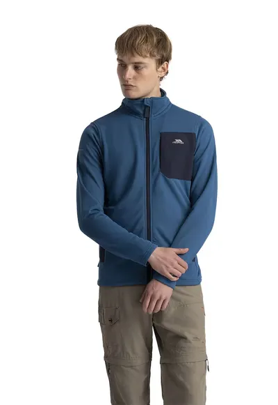 Bluza din fleece cu fermoar si segmente contrastante Falkenham - Albastru