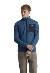 Bluza din fleece cu fermoar si segmente contrastante Falkenham - Albastru