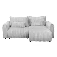 Coltar Canapea extensibil BELLAGIO, cu arcuri si lada depozitare, colt interschimbabil, gri deschis, 250x125 165x95 cm