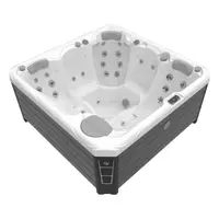 Minipiscina jacuzzi 5 persoane, alb-lucios, 42 jeturi hidromasaj, WiFi, sistem audio, pompa caldura inclusa, unitate Gecko IN.YE-3, 200 x 200 cm, Wellis Budapest CityLife Premium