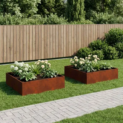 vidaXL Vază pentru Grădină 2 buc. Ruginit 100 x 100 x 30 cm