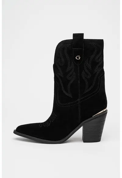 Ghete cowboy de piele intoarsa - Negru