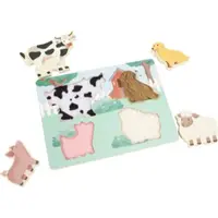 eliNeli Touching Puzzle Farm jucărie interactivă cu piese care se pot insera din lemn