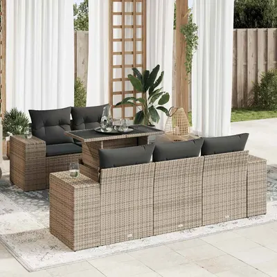 Gossi set mobilier gradina cu perne, 6 piese, gri, poliratan