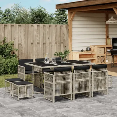 Gossi set mobilier de gradina cu perne 11 piese gri deschis poliratan