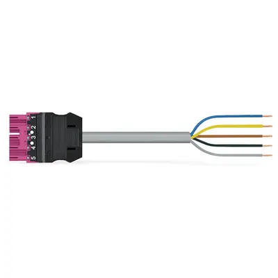 pre-assembled connecting cable; Eca; Plug/open-ended; 5-pole; Cod. B; 3 m; 1,50 mm²; pink