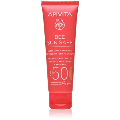 Apivita Bee Sun Safe Anti-Spot and Anti-Age Tinted Face Cream SPF50 crema de fata cu efect de protectie SPF 50 culoare Golden 50 ml