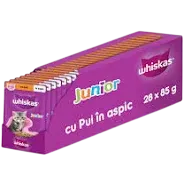 Set 28 buc x 85 gr Hrana umeda pentru pisici Whiskas Junior cu pui in aspic