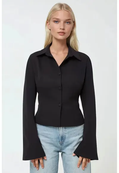 Camasa dama bumbac - negru