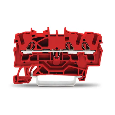3-conductor through terminal block; 2.5 mm²; suitable for Ex e II applications; side and center marking; for DIN-rail 35 x 15 and 35 x 7.5; Push-in CAGE CLAMP®; 2,50 mm²; red