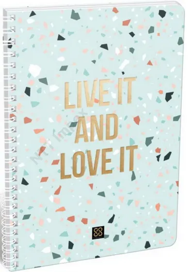 Caiet cu spirala Lizzy Card - Cornell Terrazzo Gold, A4, 70 de foi, randuri largi