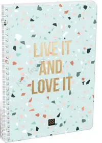 Caiet cu spirala Lizzy Card - Cornell Terrazzo Gold, A4, 70 de foi, randuri largi