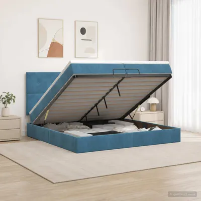 vidaXL Pat ottoman cu saltea Albastru închis 200 x 200 cm Catifea