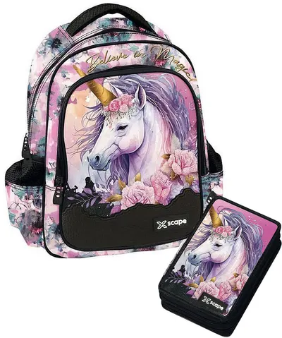 Set școlar rucsac pentru grădiniță și penar cu accesorii Graffiti Xscape - Unicorn