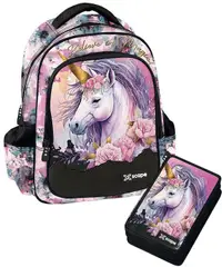 Set școlar rucsac pentru grădiniță și penar cu accesorii Graffiti Xscape - Unicorn