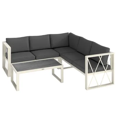 Outsunny Set Mobilier de Grădină din 4 Piese cu 2 Canapele, Fotoliu Reglabil și Măsuță de Cafea, 121x61x62 cm, Gri | Aosom Romania