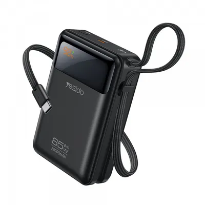Baterie Externa Yesido YP97, 20000mAh, 65W, PD, 2 x USB-C, Gri