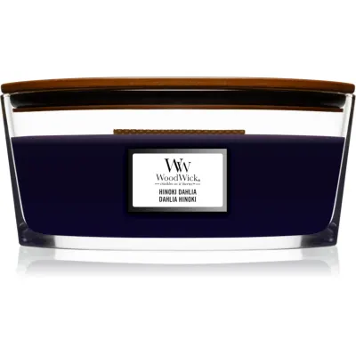 Woodwick Hinoki Dahlia lumânare parfumată cu fitil din lemn (hearthwick) 453,3 g