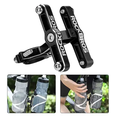 Adaptor suport bidon biciclete dublu, rotire 360°, negru