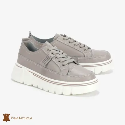 Pantofi Casual de dama din Piele naturala Interior confortabil CRL0488 GRI