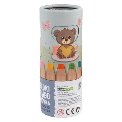 Creioane colorate cu ascuțitoare Kidea - Super Jumbo