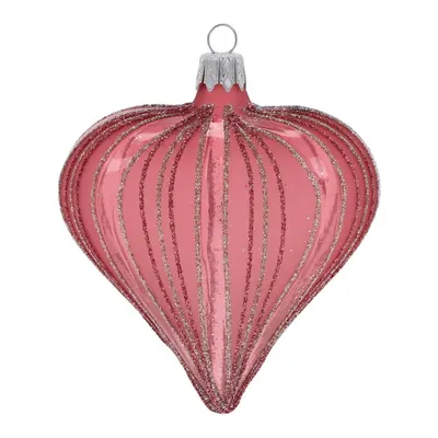 Ornamente de Crăciun suflate manual 3 buc. din sticlă 9 cm Heart – Ego Dekor