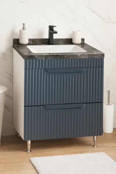 Set Baza front MDF si Lavoar seria 833, cu sertare, 60 cm, antracit