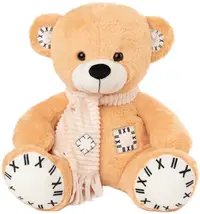 Jucărie de pluș Amek Toys - Ursuleț bej cu eșarfă și plasture, 48 cm