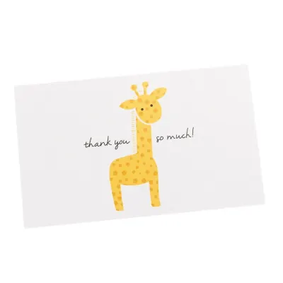 Felicitări hârtie pentru copii cu mesaj Thank you - model girafă (set 50 buc) - Default Title