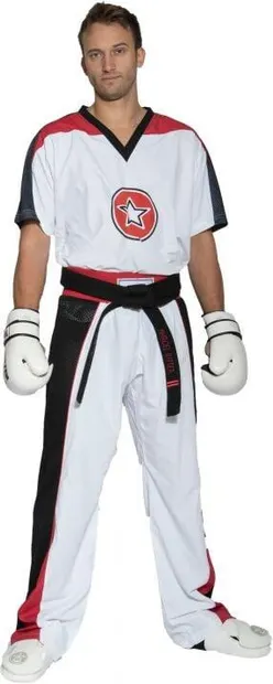 Uniforma Kickboxing „Star”, aprobat WAKO, Top Ten, Alb-Negru, 170 cm