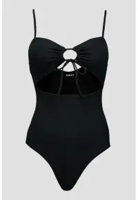 Costum de baie intreg cu detaliu cu decupaj - Negru