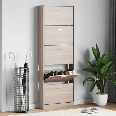 vidaXL Pantofar cu 5 compartimente din lemn, aspect de stejar