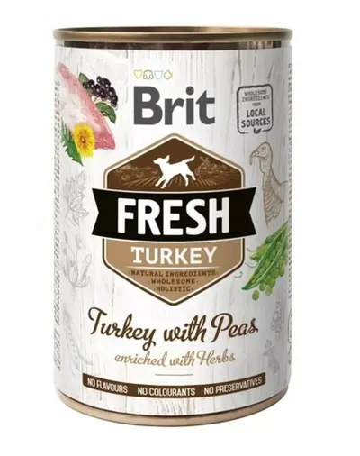 BRIT FRESH Turkey & Peas 400g conserva pentru caini, din curcan si mazare