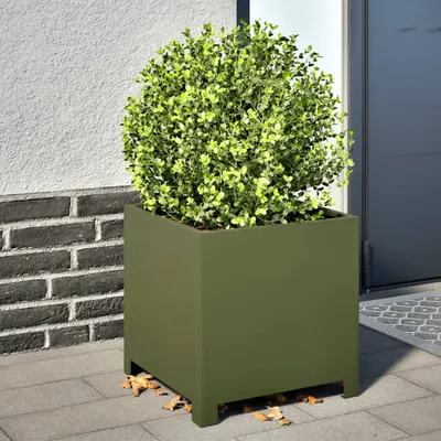 Gossi jardiniera de gradina, verde masliniu, 40x40x40 cm, otel