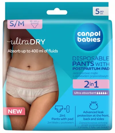 Canpol Bikini de unică folosință 2 în 1 - Pentru postpartum cu absorbant, S/M, 5 bucăți