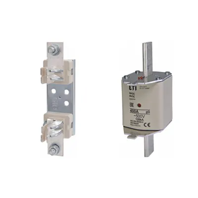 Pachet Protectie Circuit Monofazat/Bipol/Tripol (cu multiple unitati): Soclu Siguranta Fuzibila NH3 1P (M12/M12), Siguranta Fuzibila NH3C gG 400A 500V