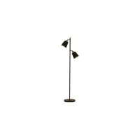 Lampa de podea dubla, finisaj negru-auriu, 2 x bec LED E27, inaltime 155 cm, cadru otel