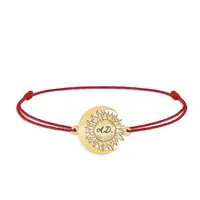 Ceres - Bratara personalizata snur Soare si Luna din argint 925 placat cu aur galben 24K