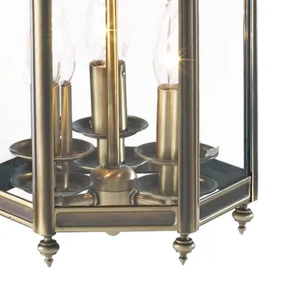 Lampa suspendata Moorgate Hexagonal Hall Lantern Dual Mount Antique Brass