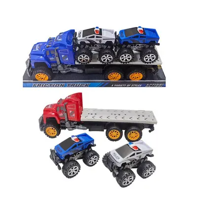 Camion Transportor cu Fricțiune și 2 Mașini de Poliție Monster Truck 6511110053779 (copie) Engros