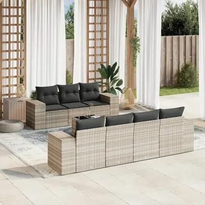 Gossi set mobilier de gradina cu perne, 8 piese gri deschis poliratan