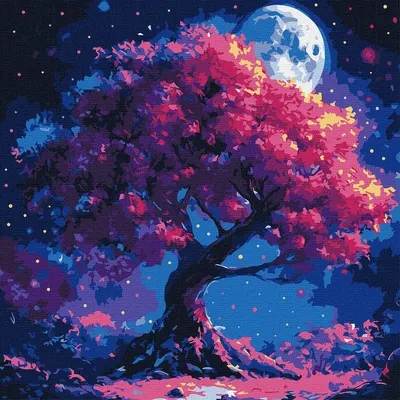 Set pentru pictură după numere Ideyka - Copac mistic, 40 x 40 cm